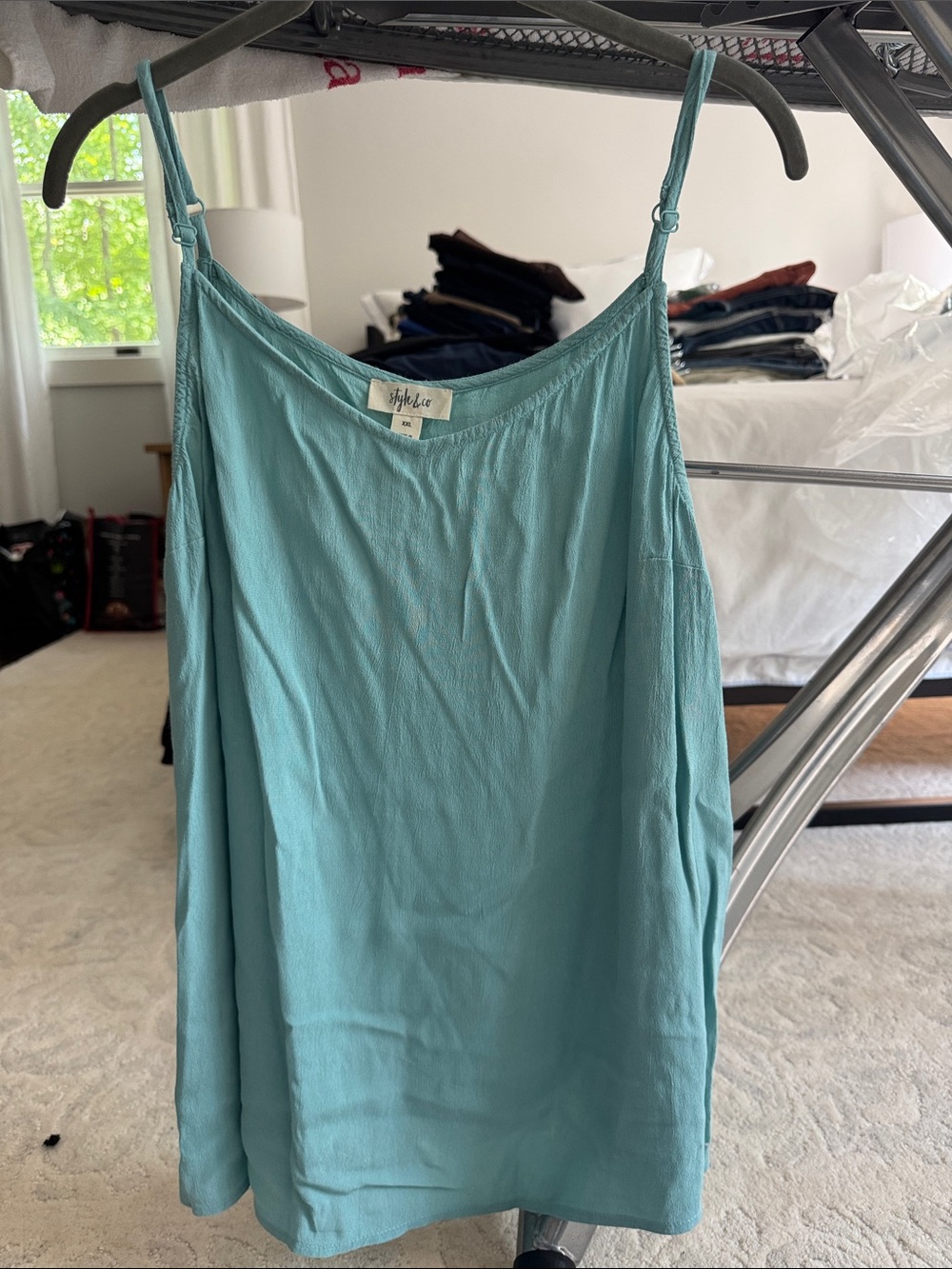 Style & Co. Seafoam Green Adjustable Spaghetti Strap Camisole